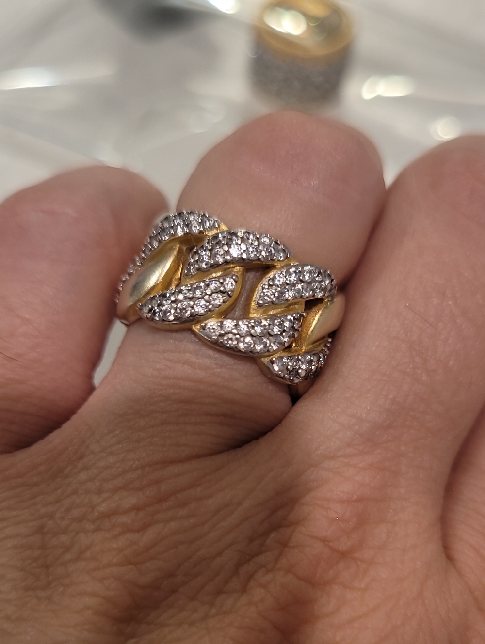 Freida Rothman Armor Of Hope- Pave Chain Link Ring Size 6